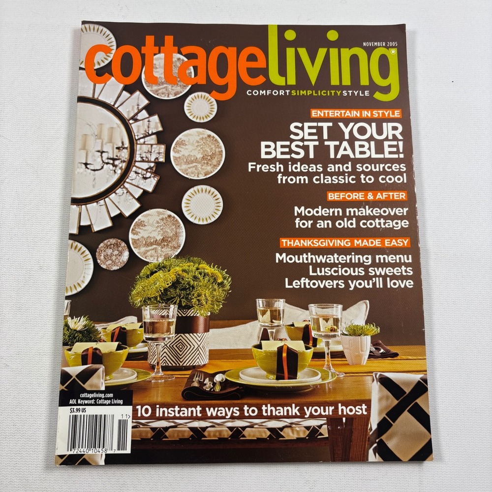 Cottage Living Magazine November 2005 Comfort Simplicity Style Thanksgiving Menu